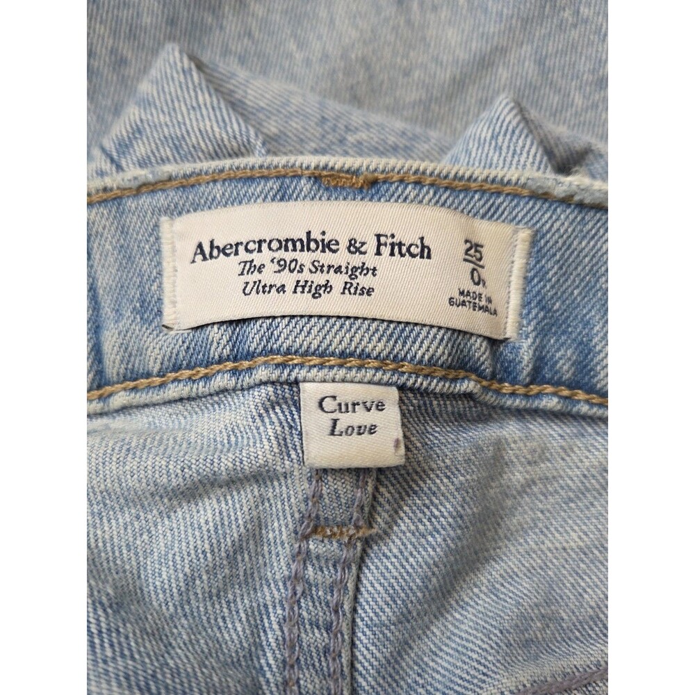 Abercrombie & Fitch Curve Love ’90s Straight Jeans 25 Ultra High Rise Light Wash - Picture 10 of 10